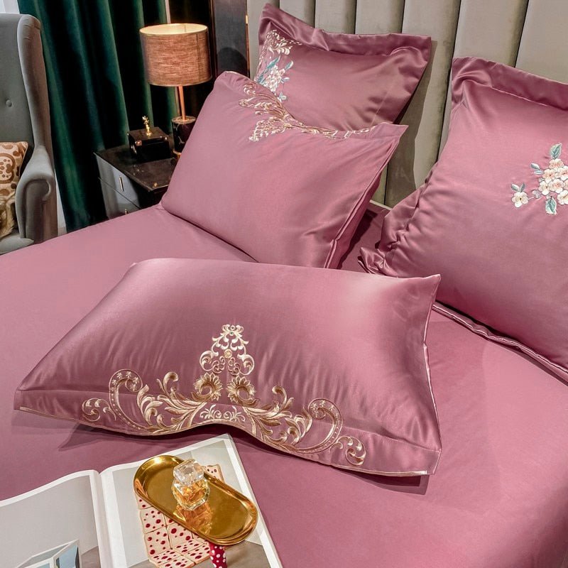 Alessia Berry Embroidery Egyptian Cotton Duvet Cover Set - RoseStraya.com