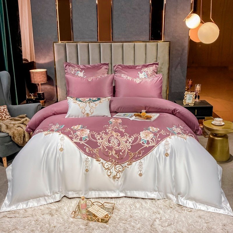 Alessia Berry Embroidery Egyptian Cotton Duvet Cover Set - RoseStraya.com