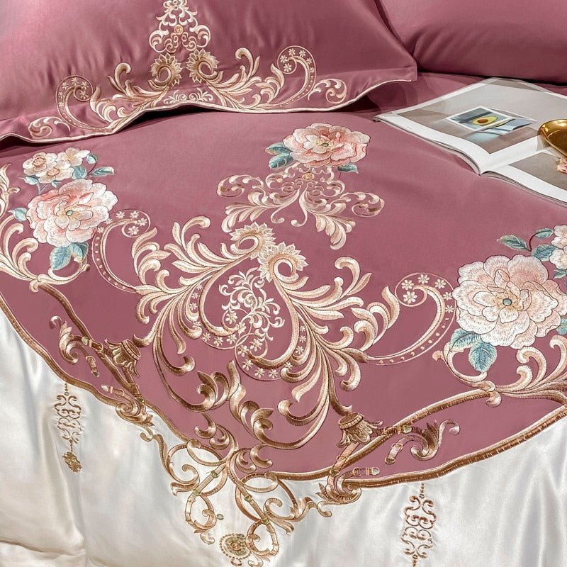Alessia Berry Embroidery Egyptian Cotton Duvet Cover Set - RoseStraya.com