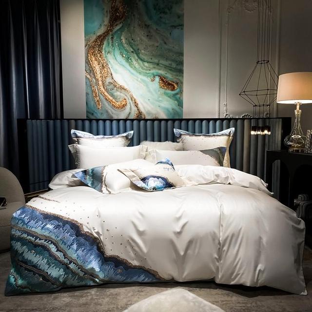 Amazzi Marble Embroidery Egyptian Cotton Duvet Cover Set - RoseStraya.com