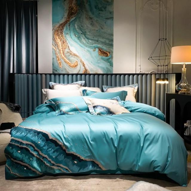 Amazzi Marble Embroidery Egyptian Cotton Duvet Cover Set - RoseStraya.com