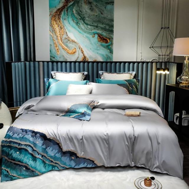 Amazzi Marble Embroidery Egyptian Cotton Duvet Cover Set - RoseStraya.com