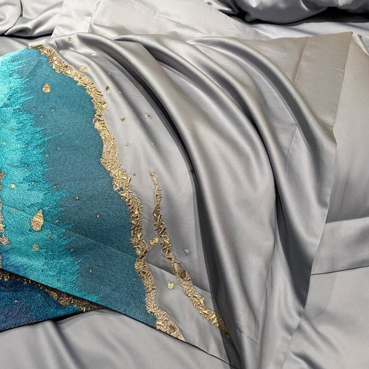 Amazzi Marble Embroidery Egyptian Cotton Duvet Cover Set - RoseStraya.com