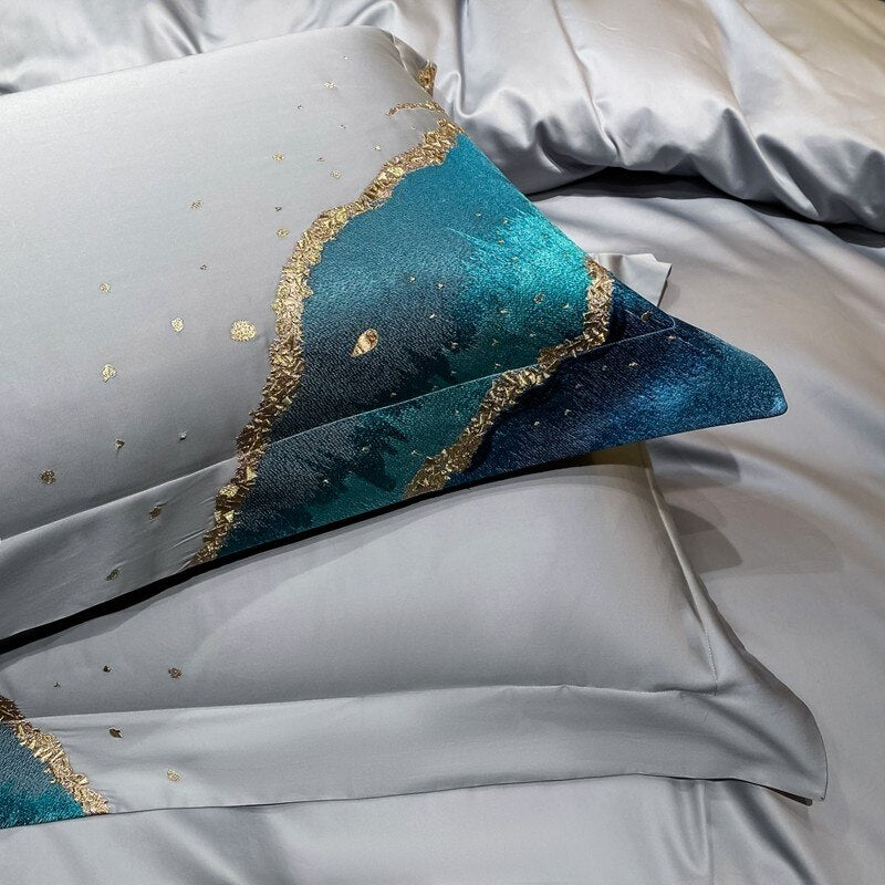 Amazzi Marble Embroidery Egyptian Cotton Duvet Cover Set - RoseStraya.com