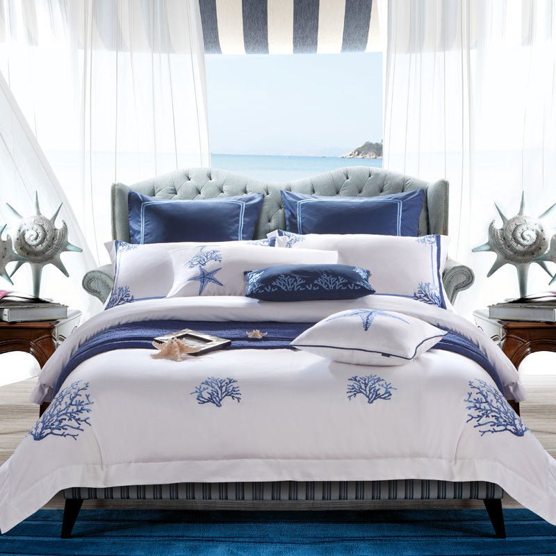 Amore Egyptian Cotton Embroidery Tribute Silk Duvet Cover Set - RoseStraya.com