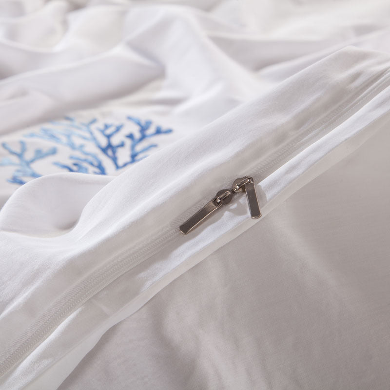 Amore Egyptian Cotton Embroidery Tribute Silk Duvet Cover Set - RoseStraya.com