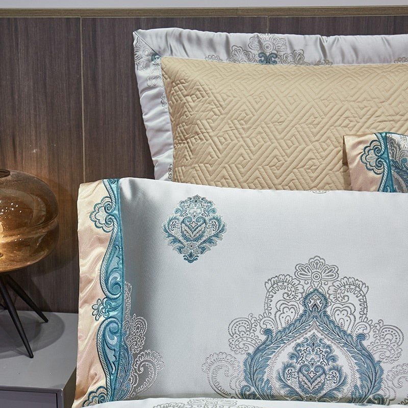 Anushna 1000TC Satin Jacquard Egyptian Cotton Luxury European Duvet Cover Sets - RoseStraya.com