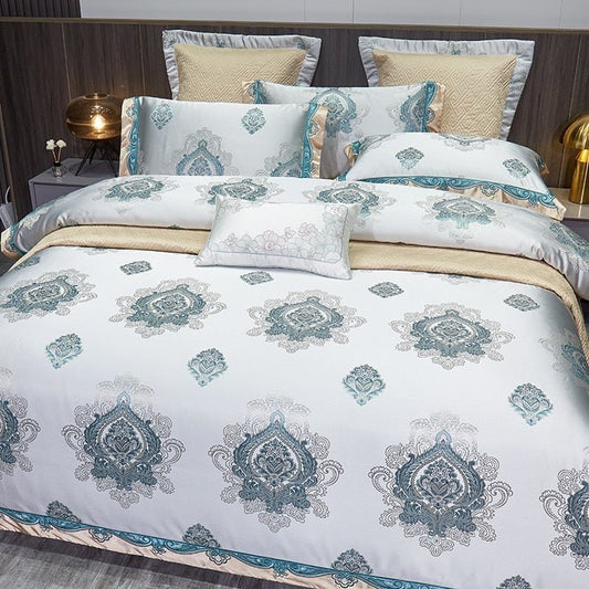Anushna 1000TC Satin Jacquard Egyptian Cotton Luxury European Duvet Cover Sets - RoseStraya.com