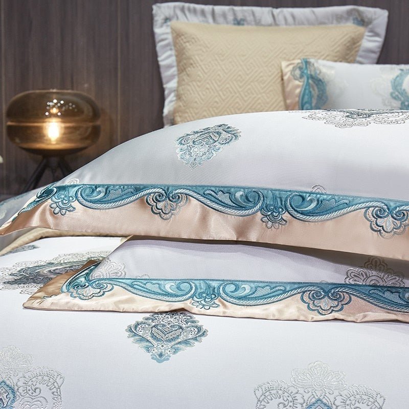 Anushna 1000TC Satin Jacquard Egyptian Cotton Luxury European Duvet Cover Sets - RoseStraya.com