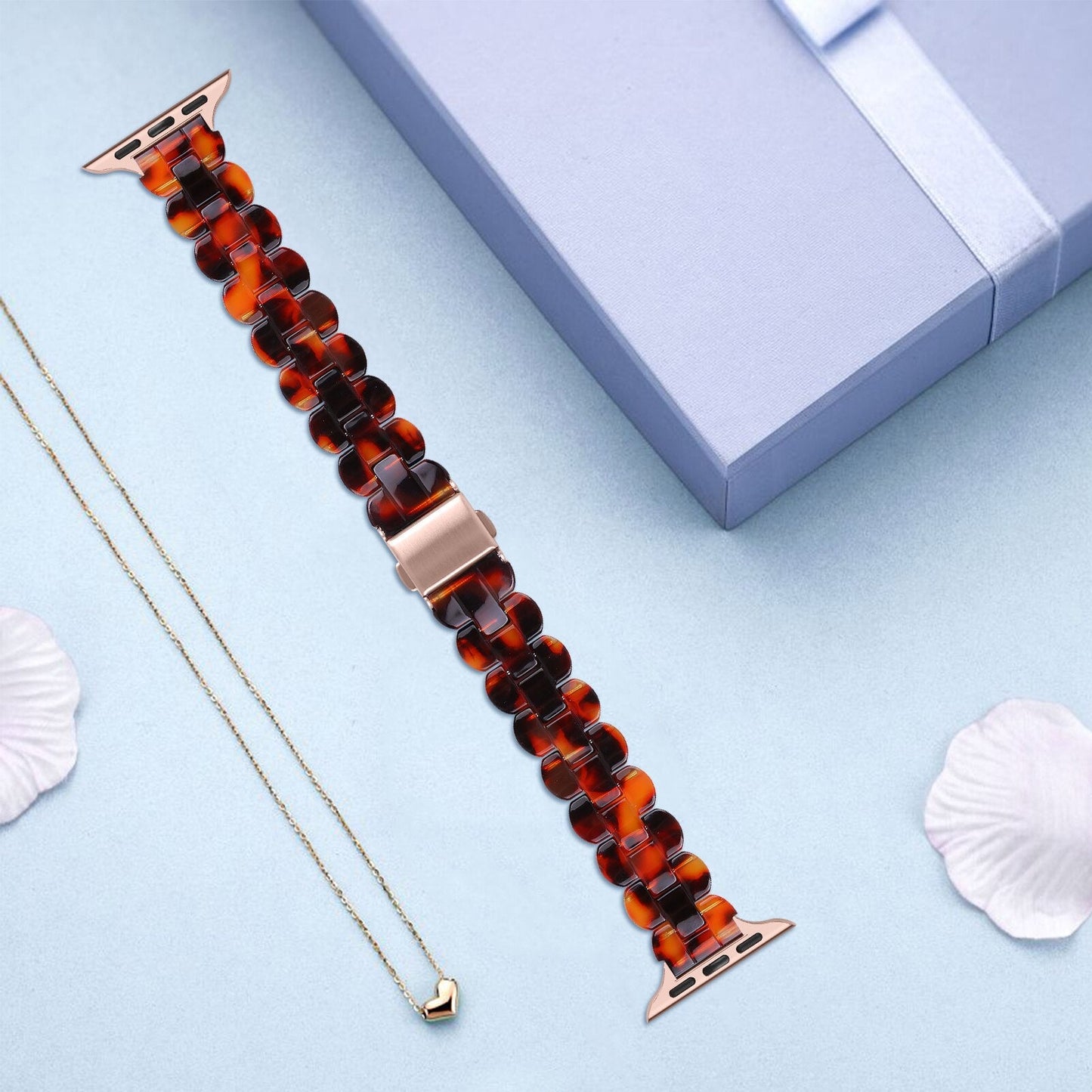 Eco Resin Metal Watch Band Fit Apple Watches Series 8,7,6,5,4,3,2,1,SE,Ultra