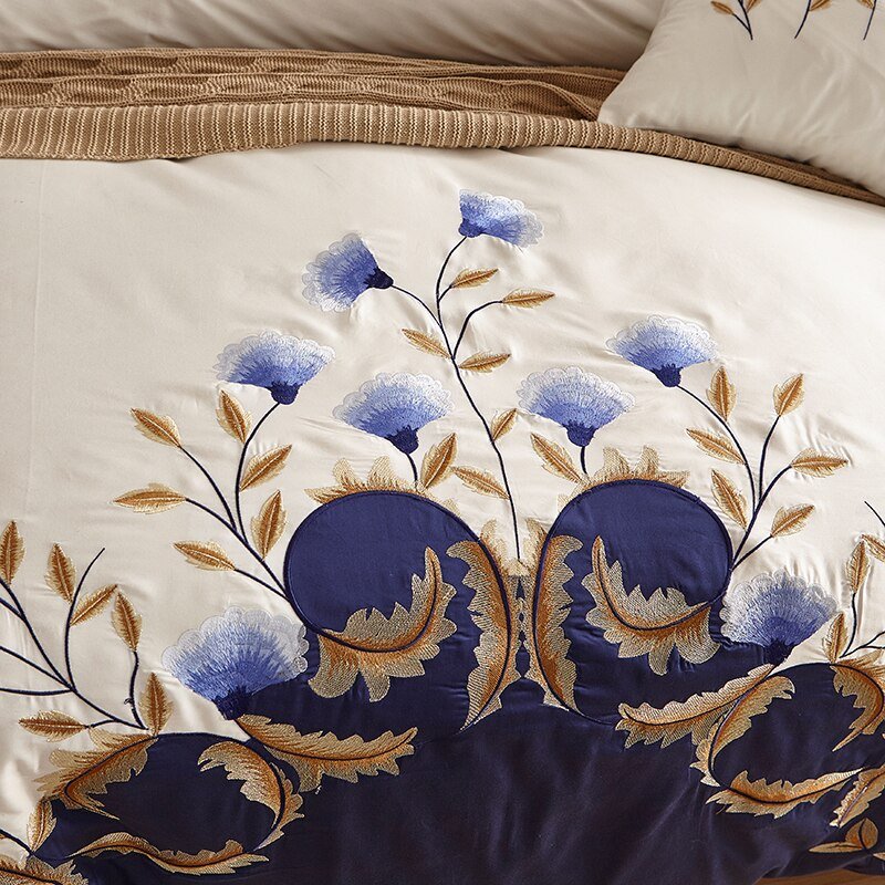 Asher Luxury Embroidered Egyptian Cotton Duvet Cover Set - RoseStraya.com