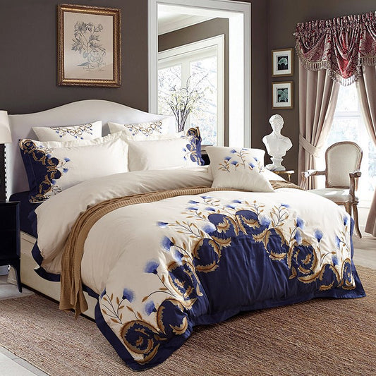 Asher Luxury Embroidered Egyptian Cotton Duvet Cover Set - RoseStraya.com