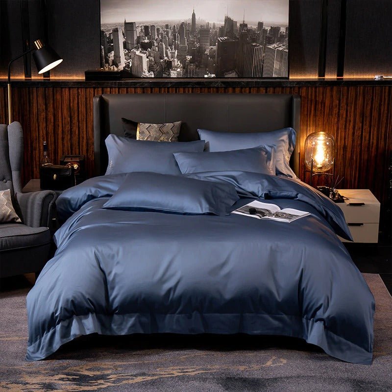 Asombrosa Navy Blue Silky Soft Egyptian Cotton Bedding Set - RoseStraya.com