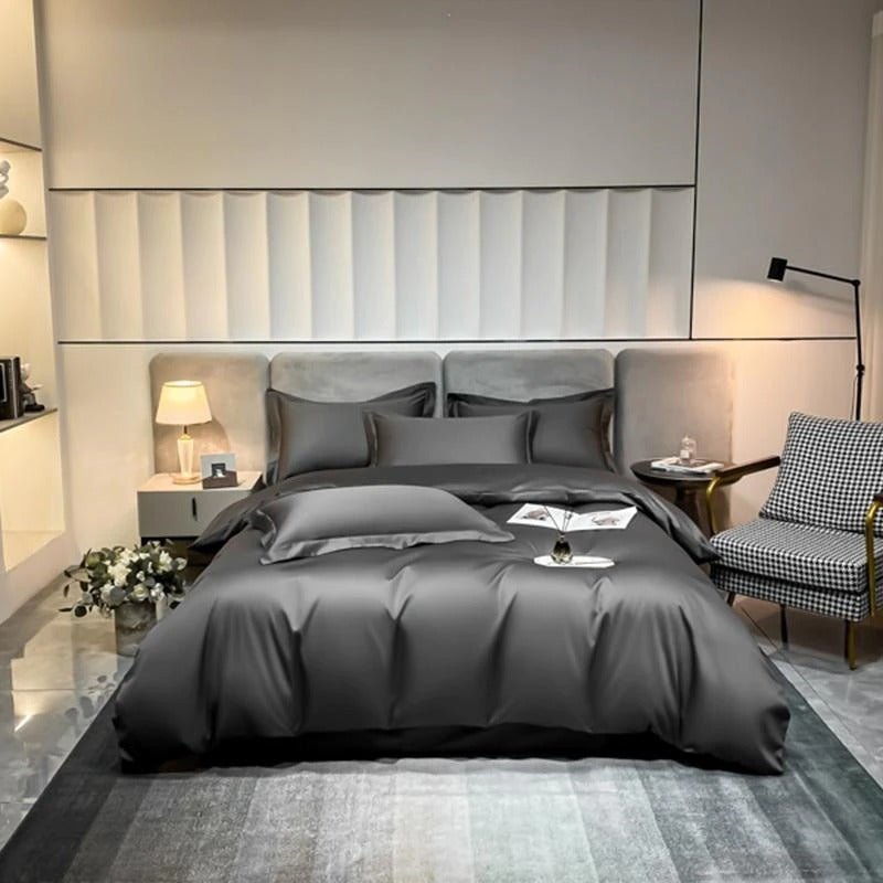 Astro Deep Grey Silky Cotton Duvet Cover Set - RoseStraya.com
