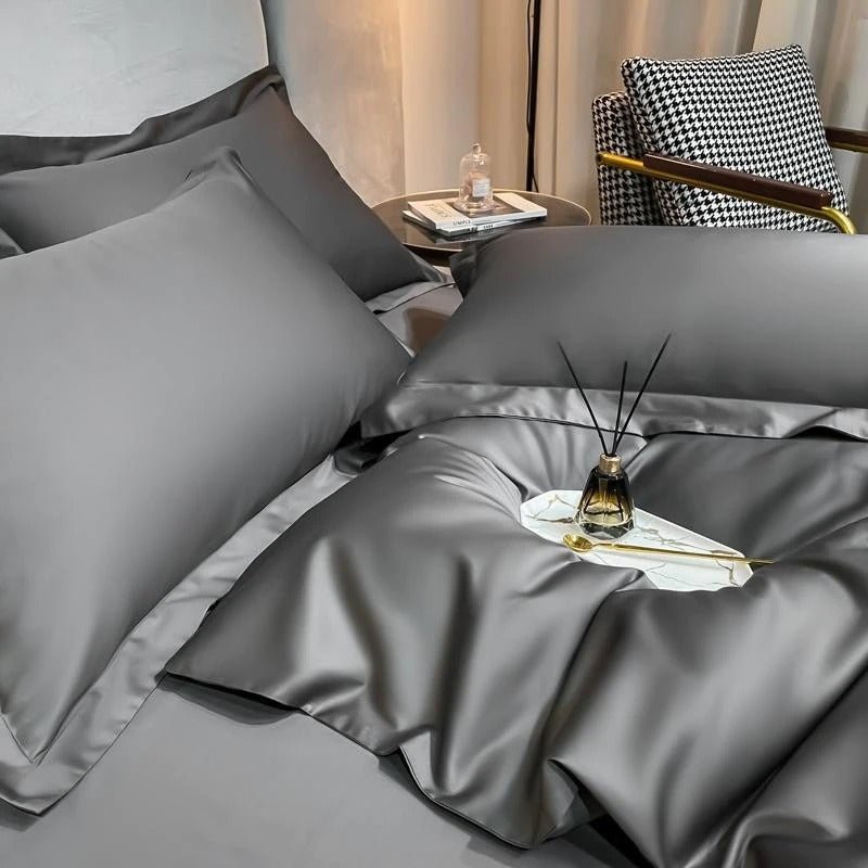 Astro Deep Grey Silky Cotton Duvet Cover Set - RoseStraya.com