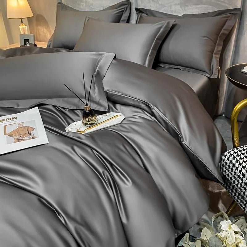 Astro Deep Grey Silky Cotton Duvet Cover Set - RoseStraya.com