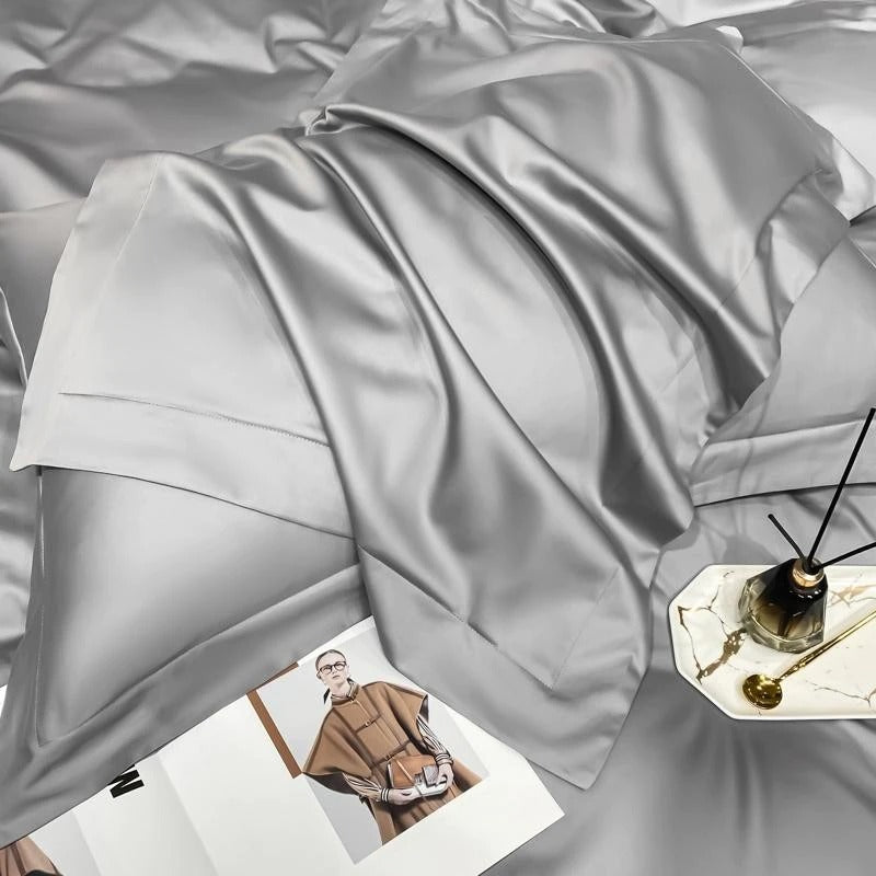 Astro Light Grey Silky Cotton Duvet Cover Set - RoseStraya.com