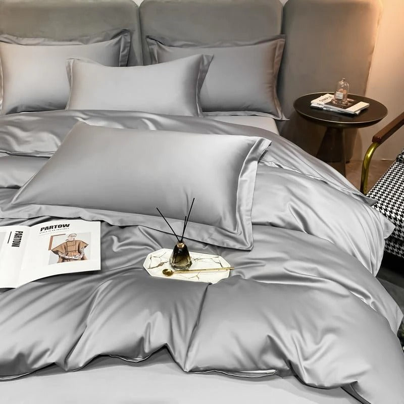 Astro Light Grey Silky Cotton Duvet Cover Set - RoseStraya.com