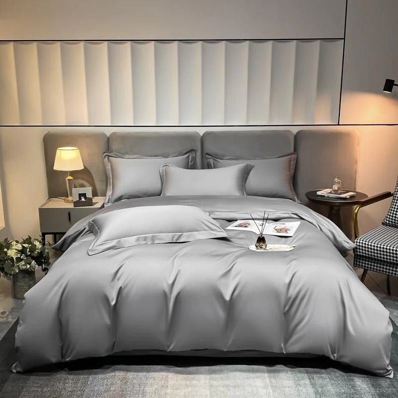 Astro Light Grey Silky Cotton Duvet Cover Set - RoseStraya.com