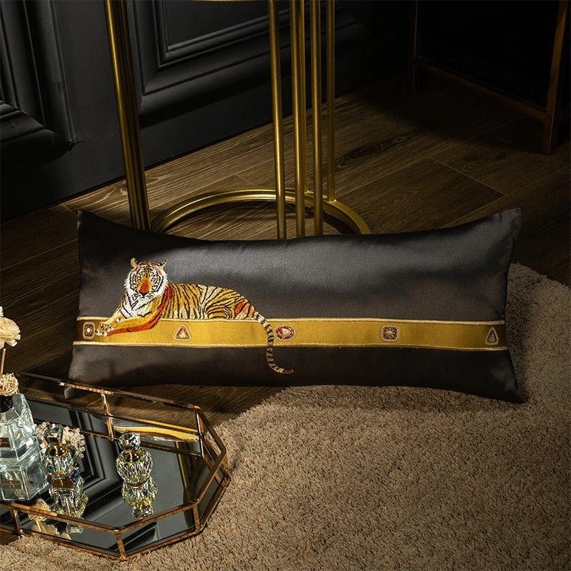 Aureo Gold/Blue Embroidered Silk Satin Duvet Cover Set - RoseStraya.com