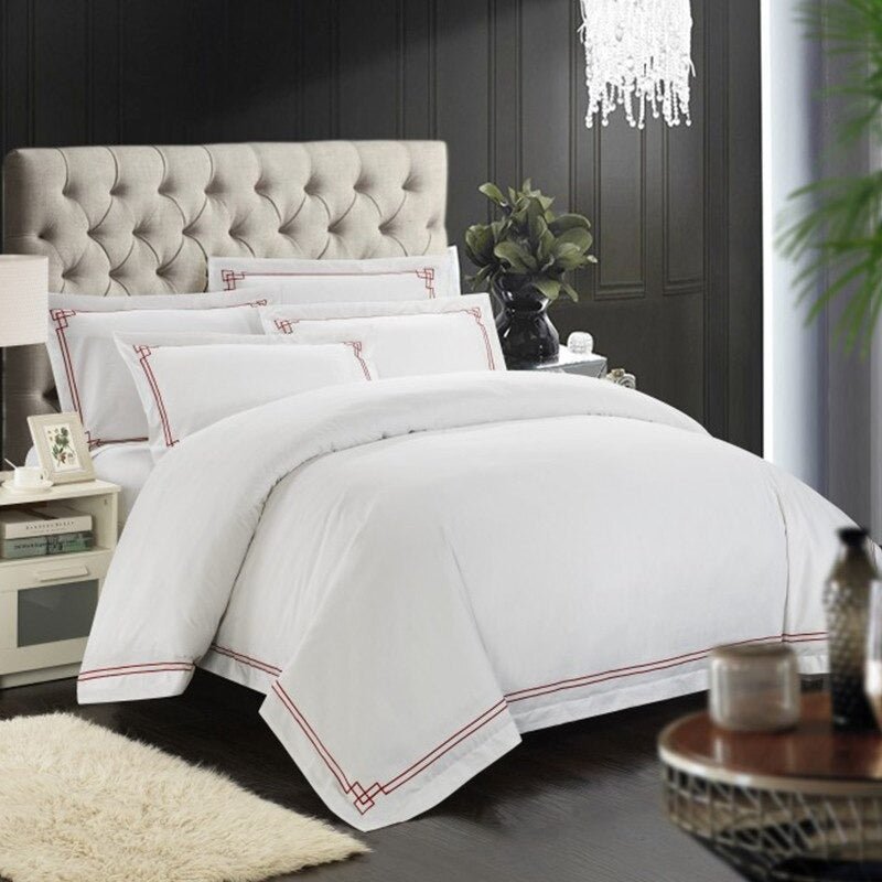 Beatrice Hotel Stitch Egyptian Cotton Duvet Cover Set - RoseStraya.com