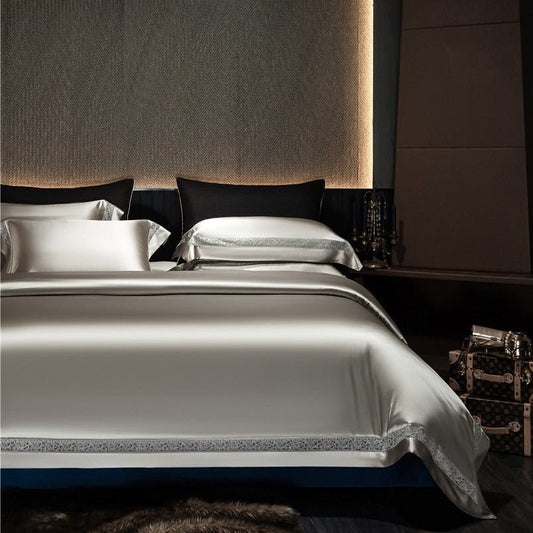 Bella Ash Modern Satin Egyptian Cotton Duvet Cover Set - RoseStraya.com