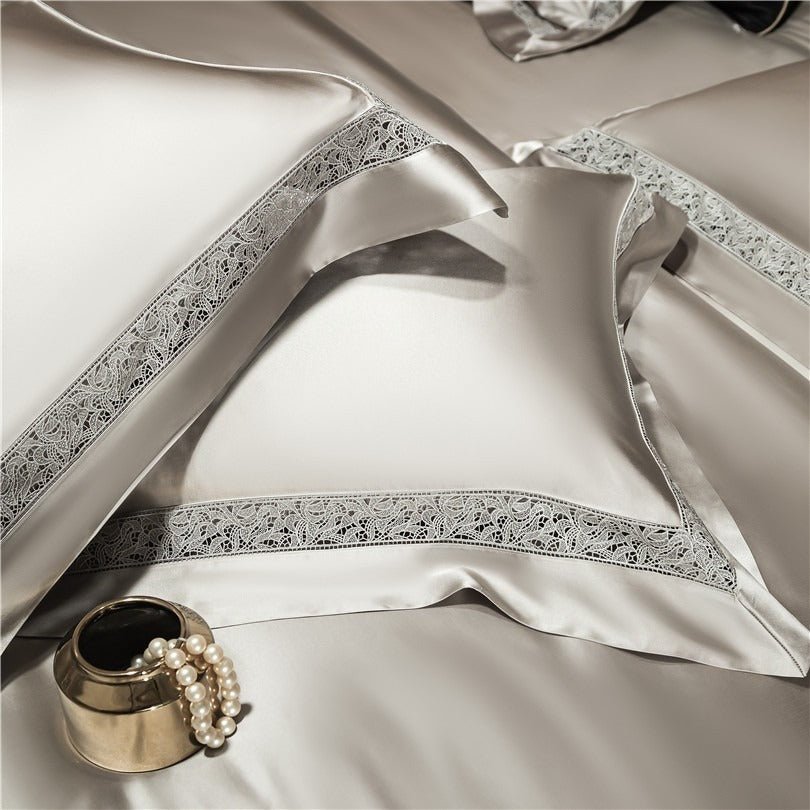 Bella Ash Modern Satin Egyptian Cotton Duvet Cover Set - RoseStraya.com