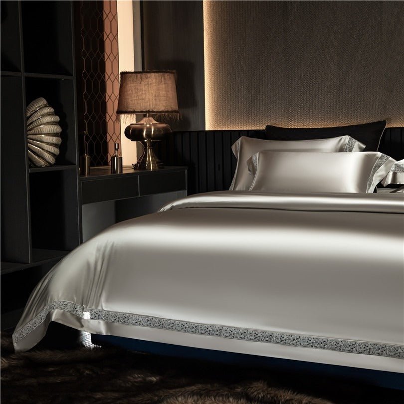 Bella Ash Modern Satin Egyptian Cotton Duvet Cover Set - RoseStraya.com