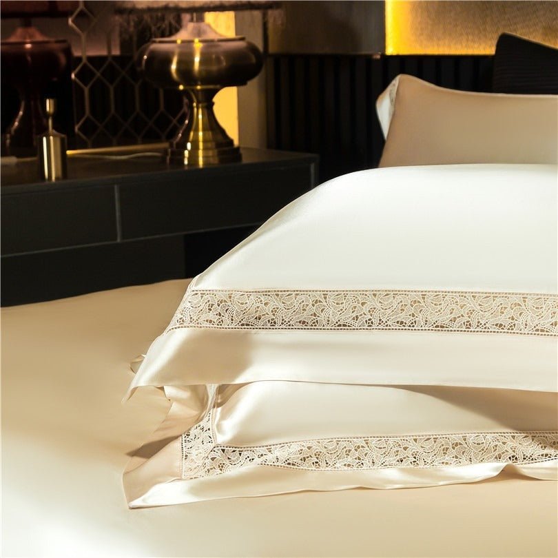Bella Gold Modern Satin Egyptian Cotton Duvet Cover Set - RoseStraya.com