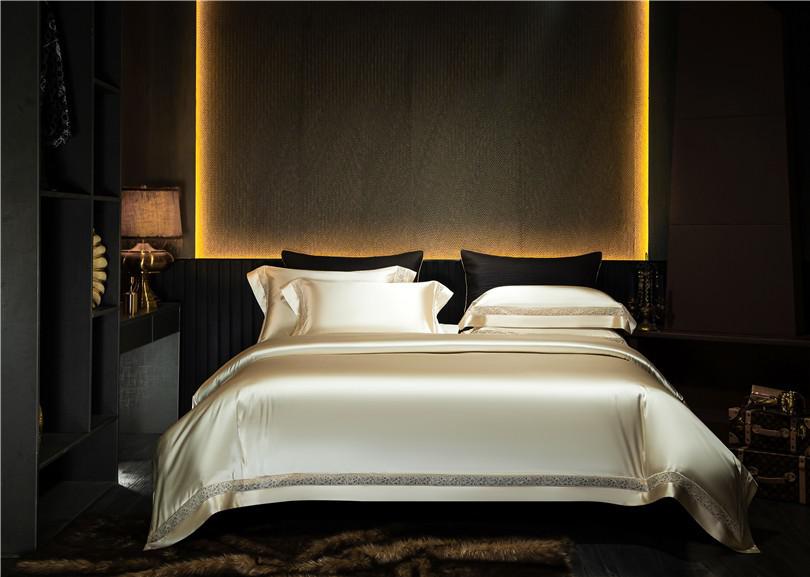 Bella Gold Modern Satin Egyptian Cotton Duvet Cover Set - RoseStraya.com