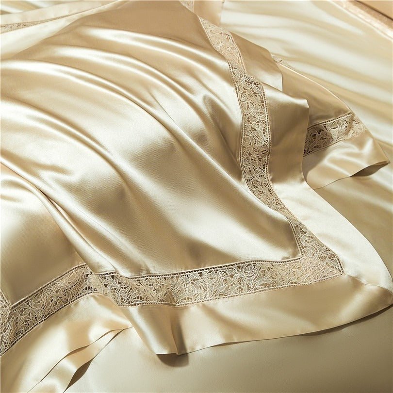 Bella Gold Modern Satin Egyptian Cotton Duvet Cover Set - RoseStraya.com