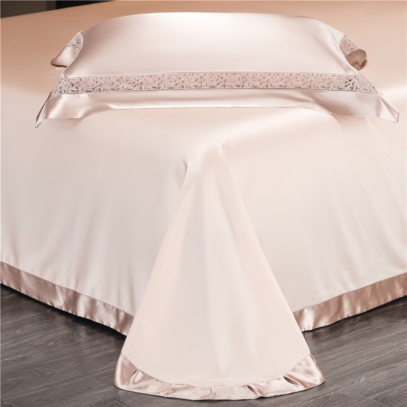 Bella Rose Gold Modern Satin Egyptian Cotton Duvet Cover Set - RoseStraya.com