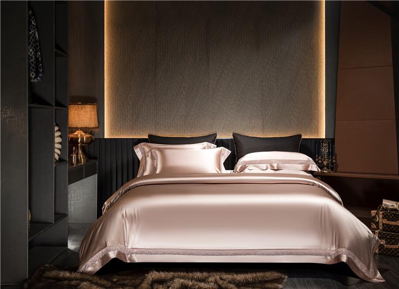 Bella Rose Gold Modern Satin Egyptian Cotton Duvet Cover Set - RoseStraya.com