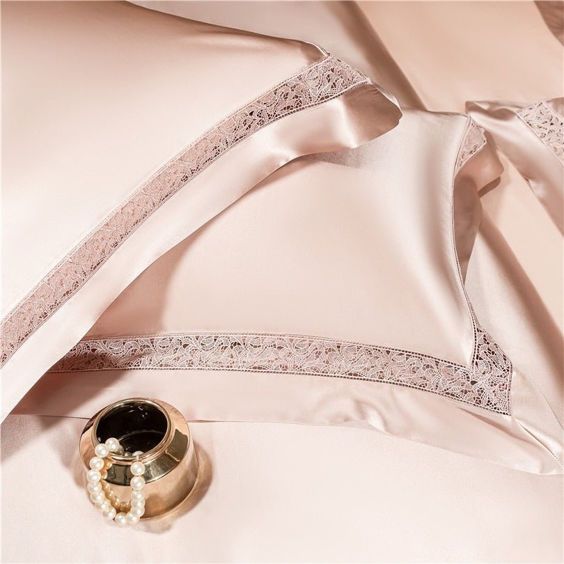Bella Rose Gold Modern Satin Egyptian Cotton Duvet Cover Set - RoseStraya.com