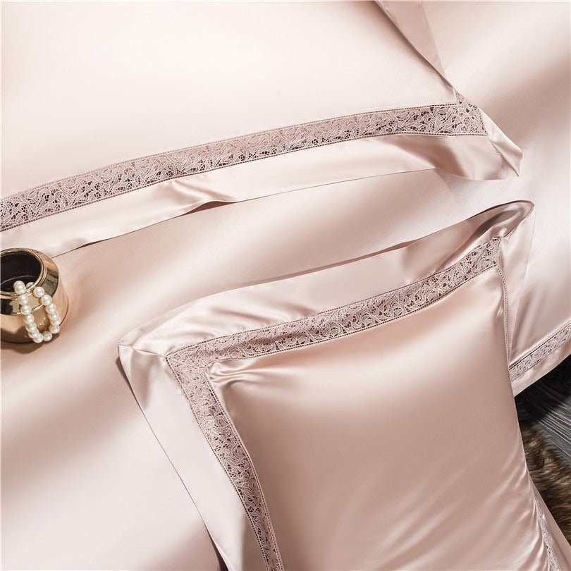 Bella Rose Gold Modern Satin Egyptian Cotton Duvet Cover Set - RoseStraya.com