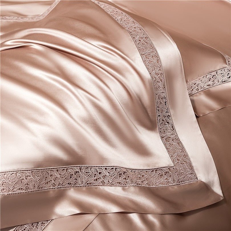 Bella Rose Gold Modern Satin Egyptian Cotton Duvet Cover Set - RoseStraya.com