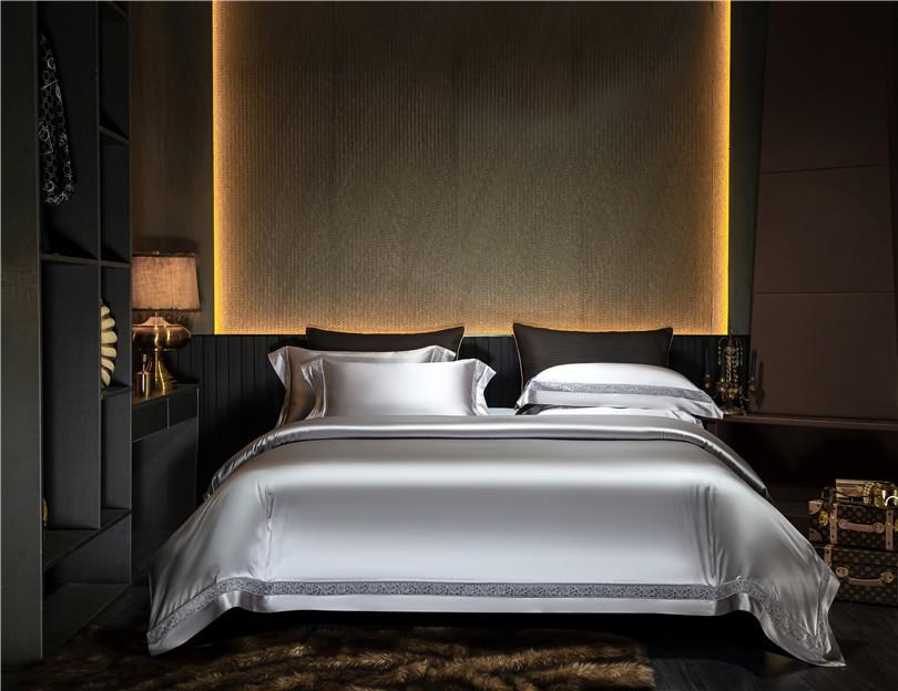 Bella Silver Modern Satin Egyptian Cotton Duvet Cover Set - RoseStraya.com