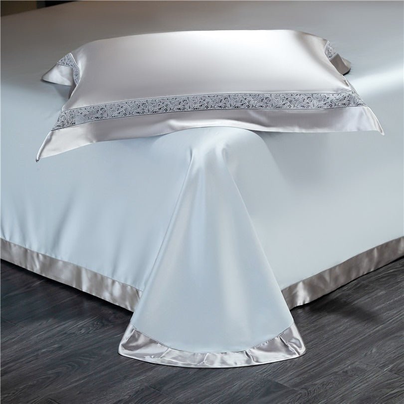 Bella Silver Modern Satin Egyptian Cotton Duvet Cover Set - RoseStraya.com