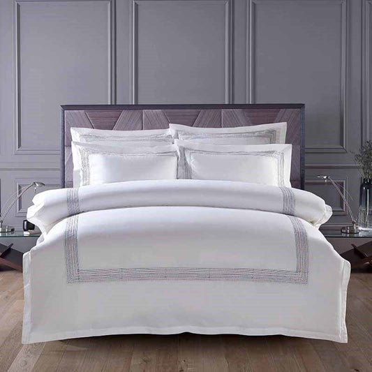 Blanca Hotel Stitch Egyptian Cotton Embroidery Duvet Cover Set - RoseStraya.com
