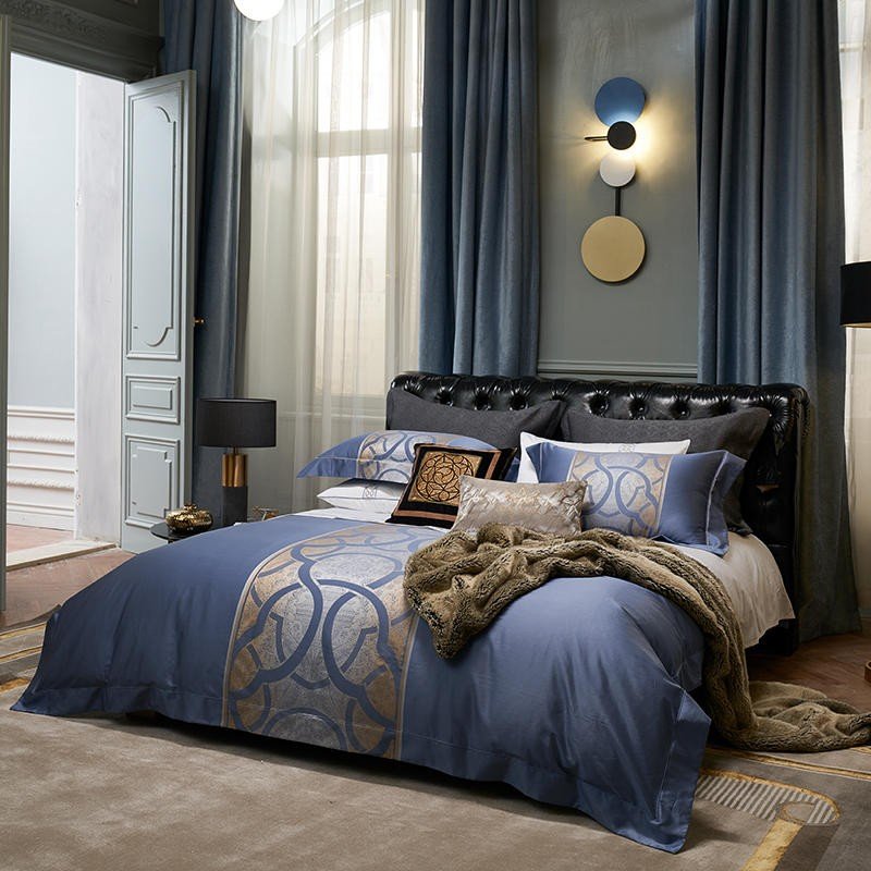 Caeso Space Blue Egyptian Cotton Duvet Cover Set - RoseStraya.com