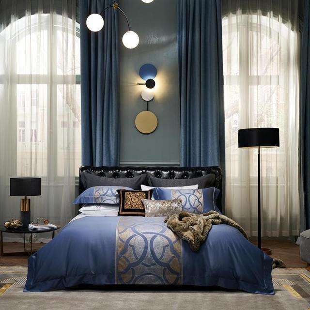 Caeso Space Blue Egyptian Cotton Duvet Cover Set - RoseStraya.com