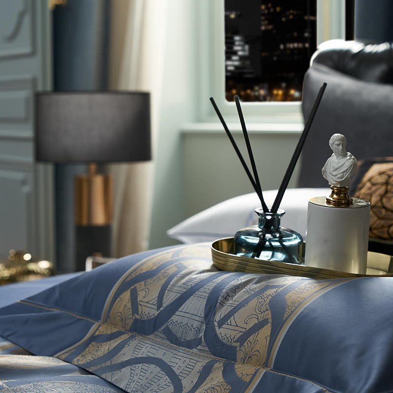 Caeso Space Blue Egyptian Cotton Duvet Cover Set - RoseStraya.com