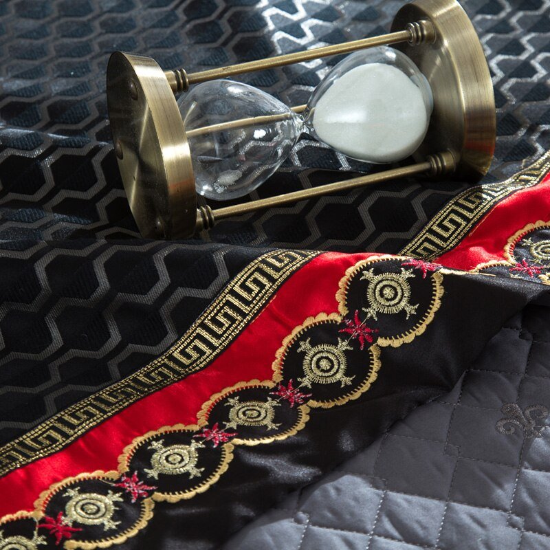 Carbonado Black Satin Egyptian Cotton Luxury Royal Duvet Cover Set - RoseStraya.com
