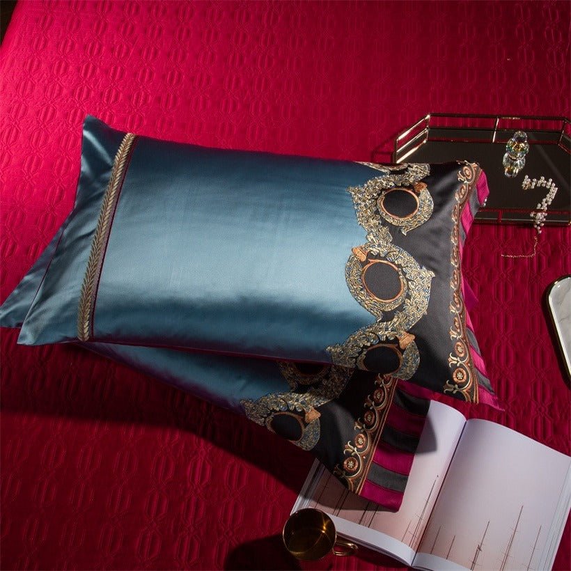 Charlene Embroidery Satin Jacquard Egyptian Cotton Duvet Cover Set - RoseStraya.com