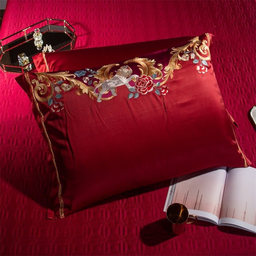 Charlene Embroidery Satin Jacquard Egyptian Cotton Duvet Cover Set - RoseStraya.com