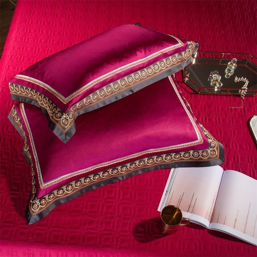 Charlene Embroidery Satin Jacquard Egyptian Cotton Duvet Cover Set - RoseStraya.com