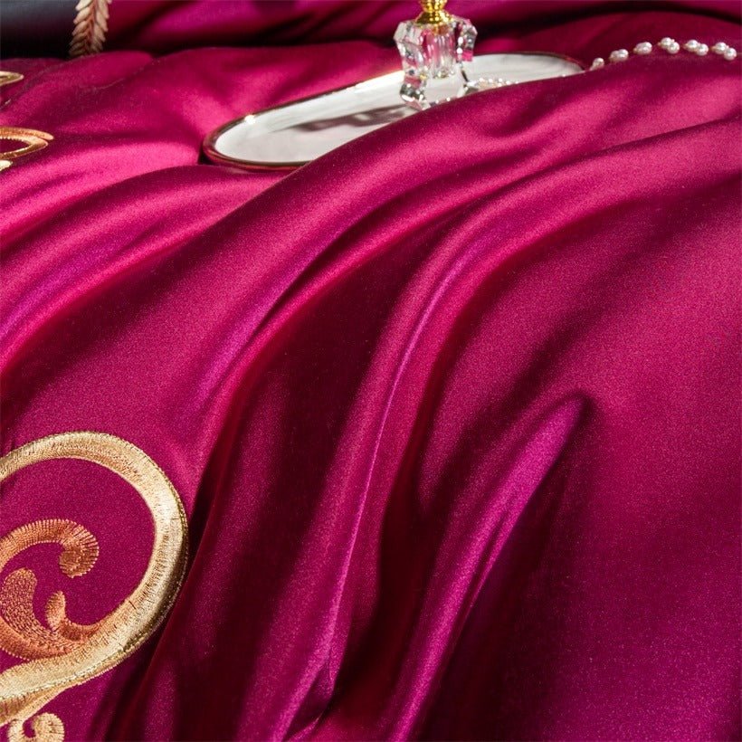 Charlene Embroidery Satin Jacquard Egyptian Cotton Duvet Cover Set - RoseStraya.com