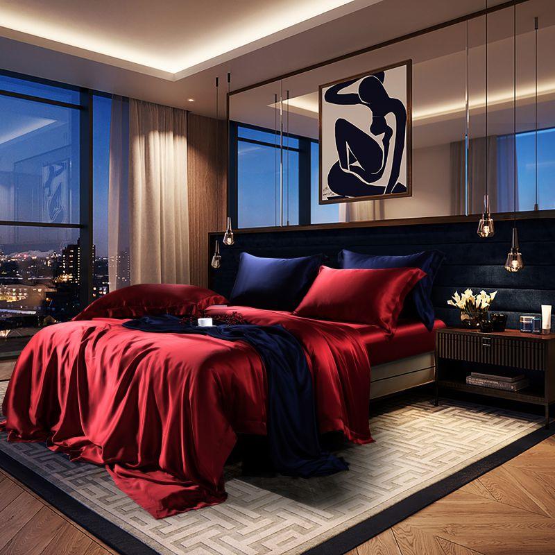 Crimson Luxury Pure 22 Momme Mulberry Silk Duvet Cover Set - RoseStraya.com