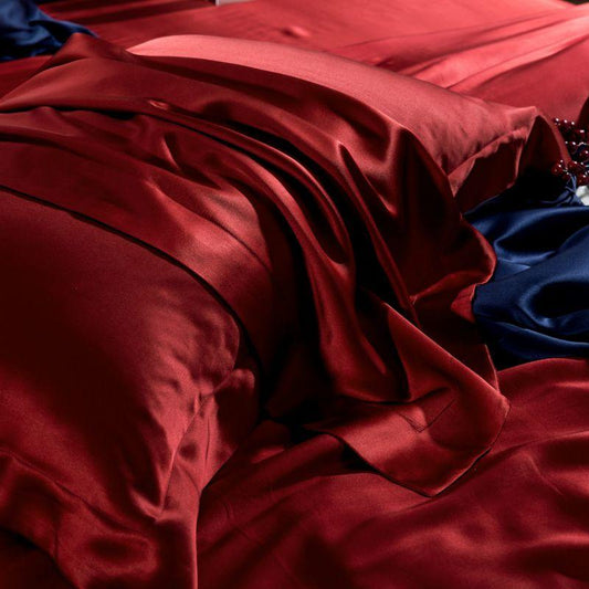 Crimson Luxury Pure 22 Momme Mulberry Silk Duvet Cover Set - RoseStraya.com