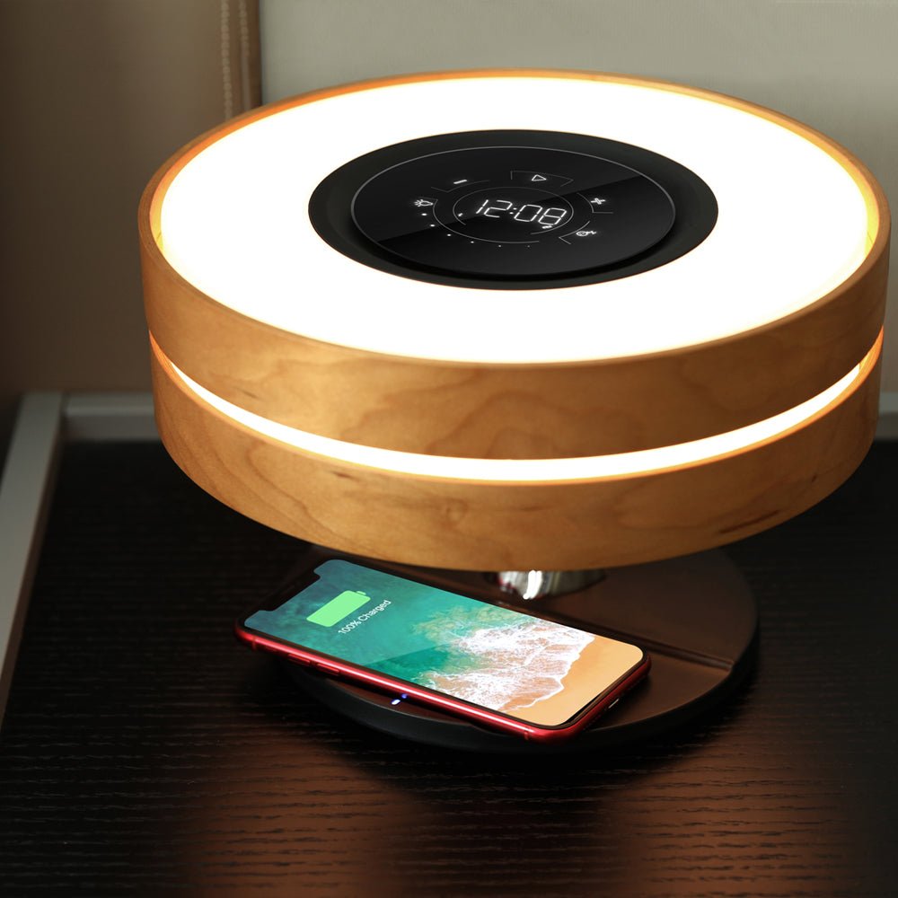 Dawn of Forest Smart LED Table Lamp TWS Wireless Speaker Qi Charger Clock Modern - RoseStraya.com